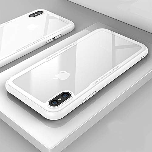 Phone Bumpers - Tempered Glass Phone Case for iPhone X 10, 0.7MM Protective Mobile Phone Cover Cases for iPhone 7 8 Plus 6 6s XS Max XR (Transparent White, for iPhone Xs (5.8))