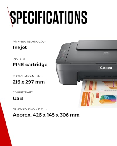 Canon PIXMA MG2551S Series - All-in-One A4 Printers, Copier & Scanner for Home Use | USB Connectivity Only, No WiFi Connection | Energy Efficient Printer Home Printers