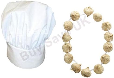 Blue Planet Online - Chef Hat & Garlic Garland Set French Frenchman Fancy Dress by Blue Planet Online