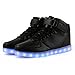AFFINEST Led Light Up Shoes for Men Women High Top Casual Flashing Fashion Sneakers Leather Upper Boots with USB Charging(41,Black)