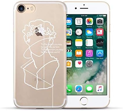 MISC Clear David Statue iPhone 6 Case Sculpture Michelangelo Statue of David 6S Cover Art Work Sketch Painting Quotes Message iPhone Back Case Shockproof Slim Soft, TPU