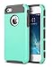 ULAK iPhone 5S Case, iPhone 5 Case, iPhone SE Case,Slim Fit Dual Layer Protection Case Shock Absorbing Hard Rugged Ultra Protective Back Rubber Cover with Impact Protection (Mint+Gray)