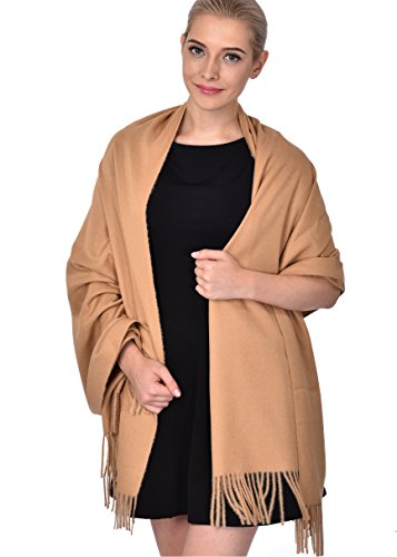 Ideal Gift for Women Cashmere Large Blanket Scarf Spring Evening Wrap Camel (Gift Box)