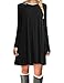 Leadingstar Women Long Sleeve Tunic Top Shirt Dress Casual Mini Black Dress (S, Black)