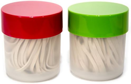 JP Eco Bands - Heavy Duty Long Lasting Rubber Bands - Size #32, Colour White (2 PACK, Approx. 100 pcs) - Stored in Stylish And Handy Round Multi-use Small Plastic Containers With Lids You'll Love!