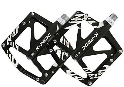 TNWEtory Lightweight Durable Black Coated Aluminium Alloy Platform Sealed Bearing Axle Bike Pedals (1 pair)