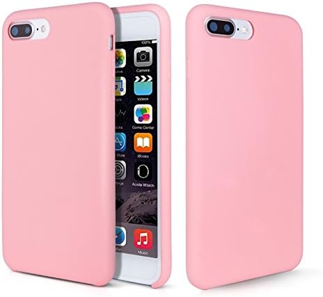 iPhone 8 Plus Case, iPhone 7 Plus Case, Fuleadture Liquid Silicone Gel Rubber Shockproof Soft Protective Cover with Microfiber Cloth Lining Cushion for Apple iPhone 7 Plus/8 Plus - Pink