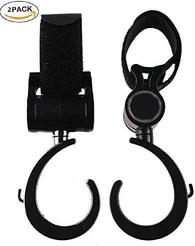FengLongShun Stroller Hooks, Multi Purpose Mommy Hooks, Perfect Stroller Accessories Clips,Black (Black C)