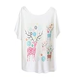 Haogo Women's Deers Print Short Sleeve T-shirt Tops