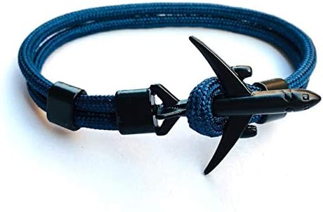 Men's bracelet Boeing Airplane Men Anchor Bracelet Rope Chain Black Charm Bracelets For Women Male Survival Aviation Style Sport Hooks