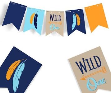 Signatives ONE Banner - Highchair Banner – Baby shower Banner - Nursery Decor - Feather Banner - Arrow Decor - Rustic Banner - Wild One Birthday - Jungle Birthday - Wild one Banner