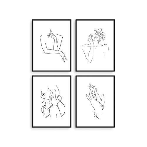 Minimalist Line Art Prints Set Of 4 By Haus And Hues Aesthetic Art Posters Wall Art Minimalist Painting Minimal Wall Art Drawing Poster Black White Prints Unframed 12x16 Pricepulse
