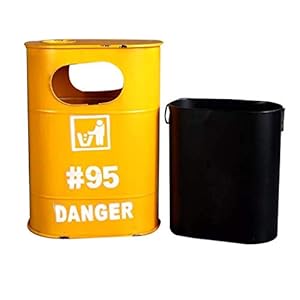 MADHEHAO Rustieke metalen prullenbak, industriële stijl antieke prullenbak, grote capaciteit buiten afvalbak, retro…