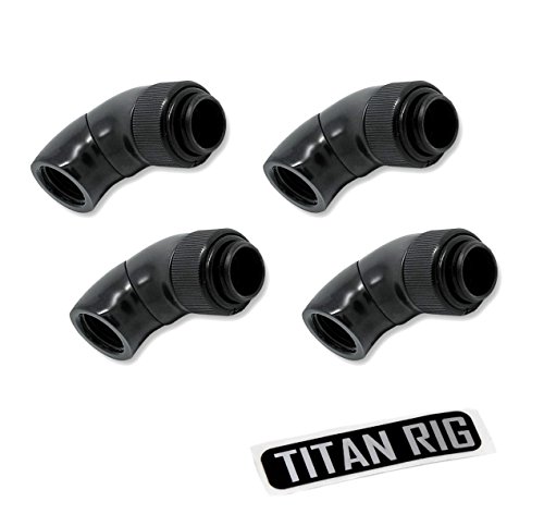 EKWB EK-AF G1/4" 2x45&deg; Angled Fitting, Black, 4-Pack