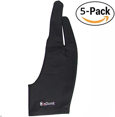 inDomit Artist Glove for Graphics Drawing Tablet and Light Box Tracing Light Pad Size Medium 5 Pack