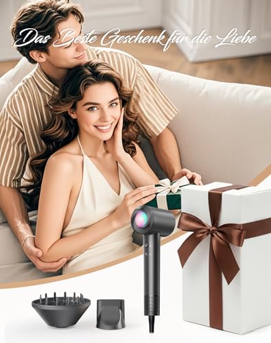 Haokoo Ion Hair Dryer with Diffuser - 150,000 RPM Hair Dryer Quick Drying Hair Dryer with 500 Million Negative Ions, 8 Temperature Levels with LED, for Curly/Thick Hair, Home, Travel, Salon