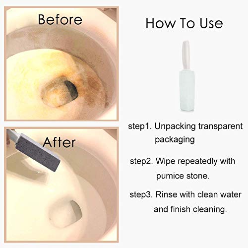 MARYTON Toilet Bowl Pumice Cleaning Stone with Handle - Hard Water Ring Remover and Stains Cleaner Stick Pack of 2 (White) - Thumbnail 5