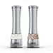 Pepper and Salt Grinder, Dr.meter Brushed Stainless Steel Pepper Mill with 5.3oz or 150g Peppercorns Capacity, Set of 2, Salt Shakers for Kitchen Camping and BBQ