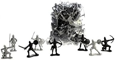UMKYTOYS 60 Piece Medieval Knights Figures Playset For Castle Figurine, Black, Small