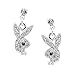 Spinningdaisy Silver Plated Clear Crystal Play Bunny Earrings