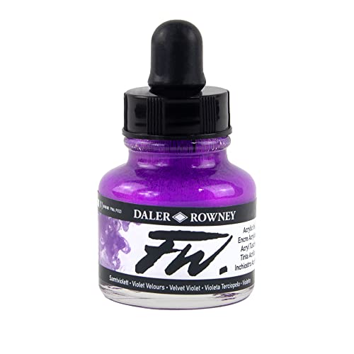 Daler-Rowney FW Acrylic Ink Bottle Velvet Violet - Versatile Acrylic Drawing In…