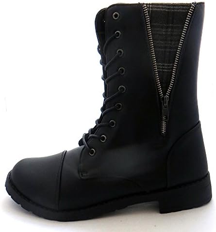 Women's Combat Lace Up Boots (8/9, BLACK PLAID)