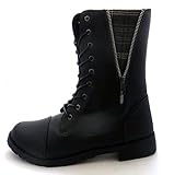 Women's Combat Lace Up Boots (5/6, BLACK PLAID)