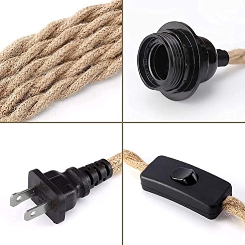 Plug in Pendant Light Pendant Light Cord Kit with Switch 14FT Hemp Rope