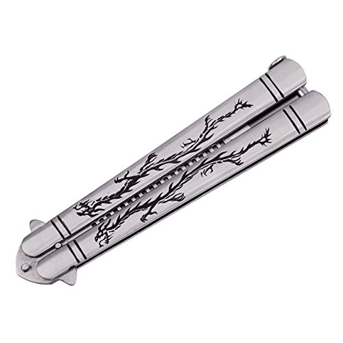 MAIYU Butterfly Comb Trainer and Knife Training Dragon Pattern Metal Practice Balisong Steel