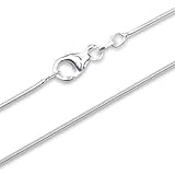 1mm thick solid sterling silver 925 stamped Italian round SNAKE chain necklace chocker bracelet anklet with lobster claw clasp jewellery jewelry - Available in lengths: inch 6