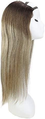 JoYoung Ombre U Part Wig Human Hair Darker Brown to Light Brown with Golden Blonde U Shaped Half Wig 100% Remy Human Hair 100g 12inch