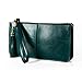 befen Genuine Leather Wristlet Clutch for Women Ultra-Slim Ladies Credit Card Holder Wallet Purses with RFID Protection (Peacock Green)