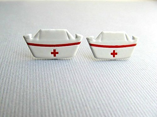 50s Nurse Hat Stud Earrings, nurses RN 