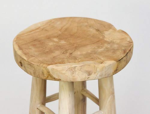 Teakholz Hocker J380 80cm Sitzhocker Barhocker Rund – Bild 3