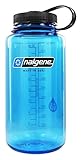 Nalgene BPA Free Tritan Wide Mouth Water Bottle, 32 Ozs, Blue - Black Lid