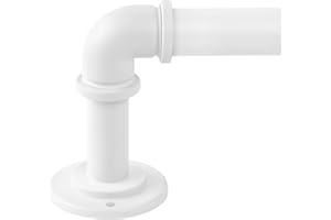 OLV White Industrial Curtain Rods for Windows 66 to 120 Inch(5.5-10 ft),1'' Blackout Wrap Around Curtain Rods,Indoor and Outdoor,Size:36''-120''