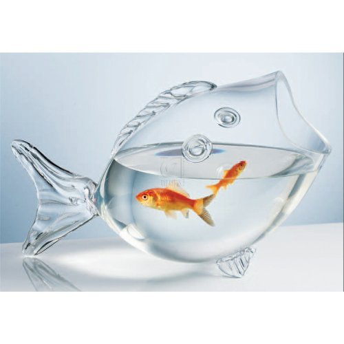 Deluxe Glass Fish Bowl Ideal Gift for Weddings, Spa, Aromatherapy. Flower arrangements, Clear Fish Shaped Bowl, Fish Tank Bowl