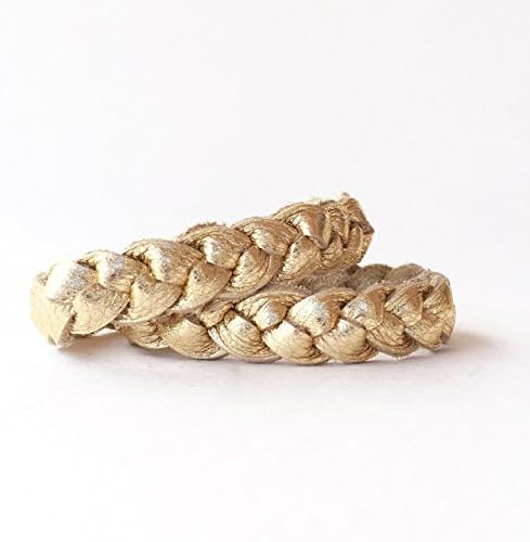 Mother Daughter Matching Gold Braided Leather Bracelet Set - Essential Oil Diffuser Bracelets