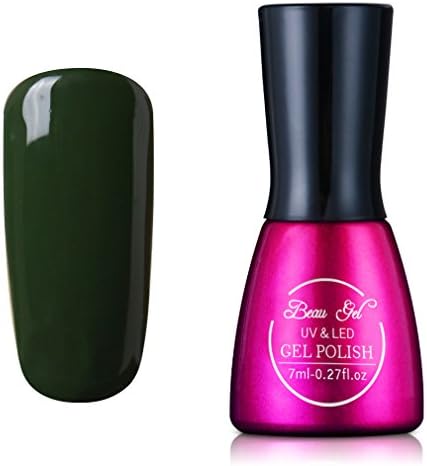 Soak off Gel Nail Polish Laquer UV LED Manicure Varnish Nail Art 7ml by Beau Gel - Army Green (1436)