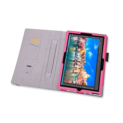 Surface Pro 4 Case - Exact [PRO Series] - [Professional][Drop Protection] Slim-Fit PU Leather Folio Case for Microsoft Surface Pro 4 Tablet Hot Pink - Thumbnail 5