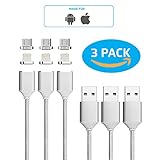 3Pack - New 3rd Generation, 2.4A High Speed Charging Magnetic Cable Nylon For Android Or Apple Product
