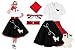 Hip Hop 50s Shop 1950s Poodle Skirt, Petticoat, Polo Shirt with Accessories, Adult 7 Piece Costume Set (XXXLarge, Black w/Red)