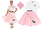 Hip Hop 50s Shop Adult 3 Piece Poodle Skirt Costume Set Light Pink XLarge