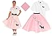 Hip Hop 50s Shop Adult 3 Piece Poodle Skirt Costume Set Light Pink XLarge