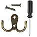HOVEOX 20 Pcs Double Prong Robe Hook Wall Hook Hat and Jewelry Hooks Rustproof Double Towel/Coat Hanger Hardware Decorative Hook & 40 Pcs Screws & a Free Screwdriver, Bronze