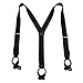 CTM Men's Elastic Button End Dress Suspenders with Silver Hardware, Black