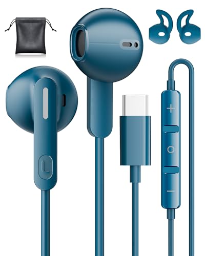 USB C Wired Headphones for Samsung Galaxy S25 S24 S23 S22 Ultra S26 S21 A55 A56 A16 A54 5G In-Ear USB C Headset with Microphone Headphones USBC for iPhone 17 16 15 Pro Max Air Pixel 9 8 Xiaomi 14
