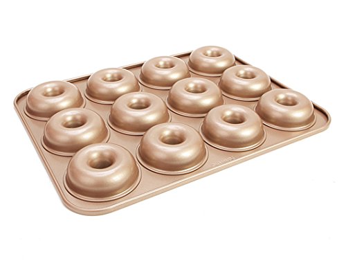 Doughnut Pan 12 Cavity Donut Baking Maker Non Stick Cake Mold Gold Carbon Steel 2.75"
