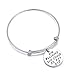 Wanmei 3pcs Wire Bangle Stainless Steel expendable Charm Bracelet, Engraved Message Motivational Inspirational Words Round Charm Pendant Adjustable Bracelet set, best gift for women