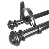 Decopolitan Urn Telescoping Double Drapery Rod Set, 36-72-Inch, Bronze